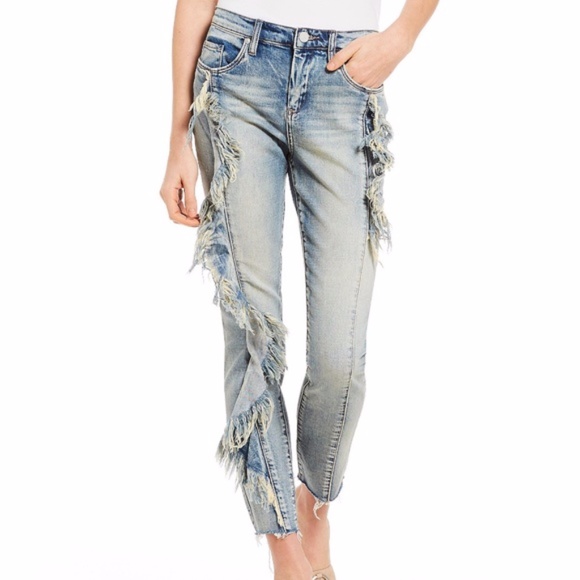 Chelsea & Violet Denim - Chelsea & Violet Ruffle Frayed Hem Skinny Jeans